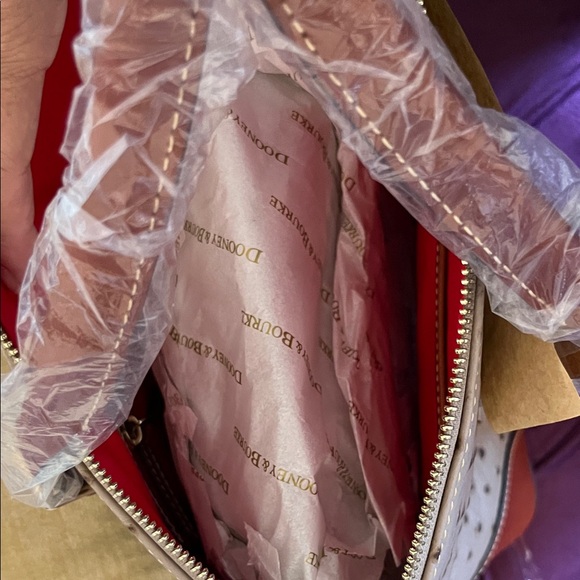 Dooney & Bourke Light Taupe and Carmel Ostrich Satchel 🪻 - Picture 7 of 15